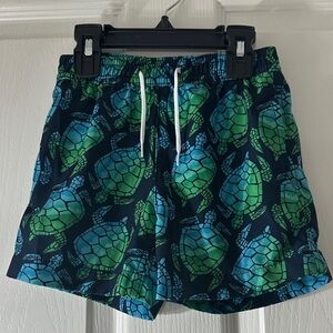 Crewcuts Green & Blue Turtle Print Swim Shorts
